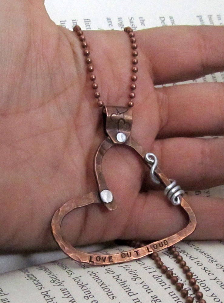 Hand Stamped Copper Heart Necklace