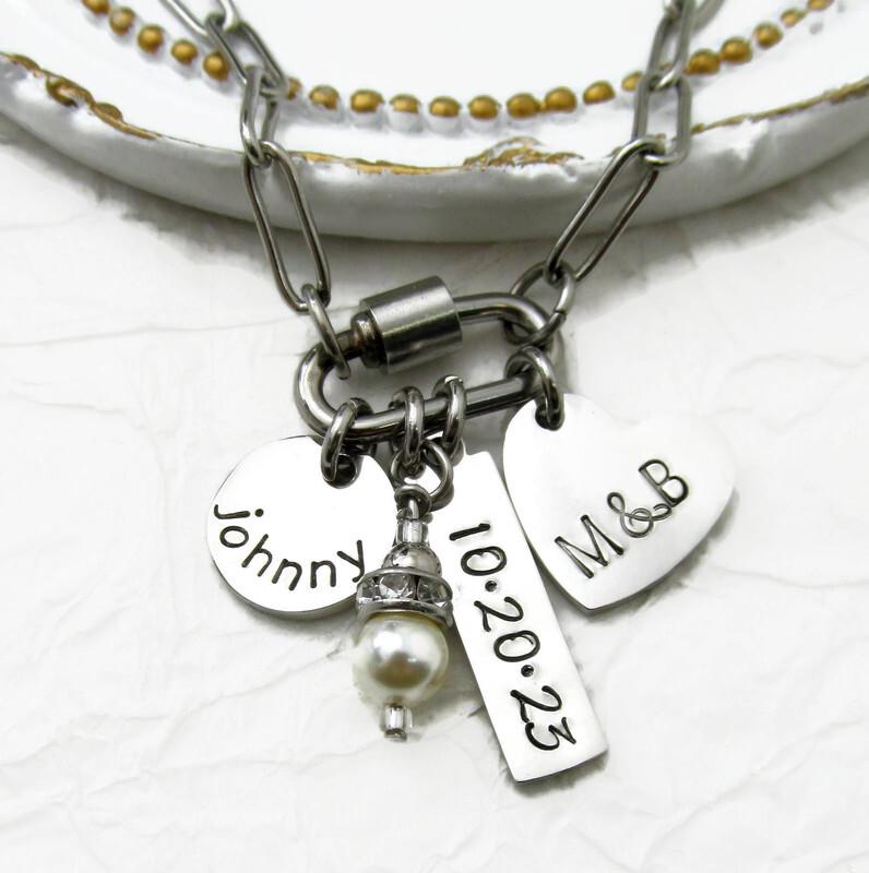 Personalized Carabiner Charm Necklace