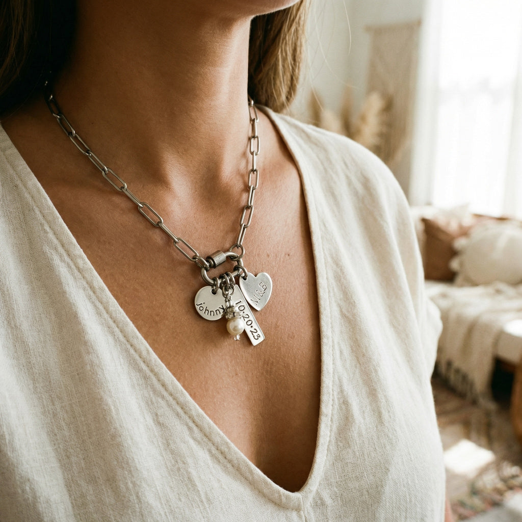 Personalized Carabiner Charm Necklace