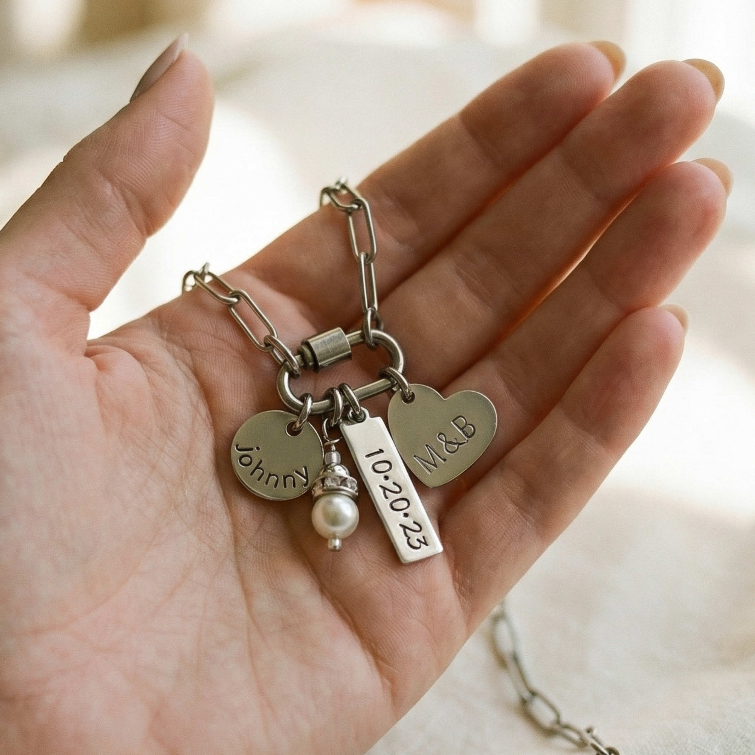 Personalized Carabiner Charm Necklace
