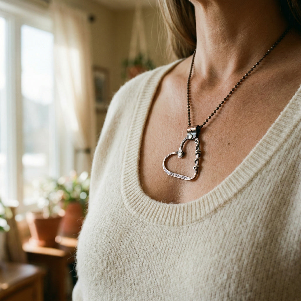 Hand Stamped Copper Heart Necklace